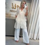 Camisa Longa Em Linho 100% Italiano Bege