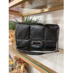 Bolsa Média Matelassê com Alça Corrente Preto