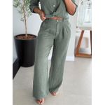Calça De Linho 100% Italiano Cris Verde 
