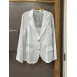 Blazer Com Botão Em Linho 100% Italiano Off White 