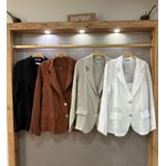 Blazer Com Botão Em Linho 100% Italiano Off White 