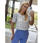 Blusa Estampada Em Viscose Com Pregas Manga Madreperola 