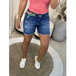 Shorts Jeans Justo Com Lenço Estampado