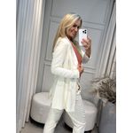 Blazer Boyfriend Em Linho Com Abotoamento Off White 