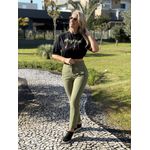 T-Shirt Cropped Estampada Com Elástico Barra Preto 
