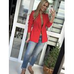 Blazer Alongado Minimalista Com Gola Vermelho