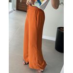 Calça Reta Em Viscose Com Cadarço E Bolsos Marrom União 