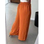 Calça Reta Em Viscose Com Cadarço E Bolsos Marrom União 