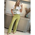 Calça Flare Boot Cut Com Cinto Verde 