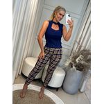 Blusa Morena Rosa Decote Quadrado Sem Manga Tricôt Azul