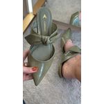 Mule Flat Knot Couro Verniz Verde 2808