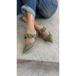 Mule Flat Knot Couro Verniz Verde 2808