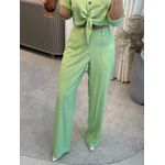 Calça Linho Essencial Com Elástico Na Cintura Verde 2108