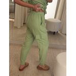 Calça Linho Essencial Com Elástico Na Cintura Cargo Verde 2209