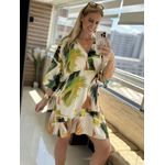 Vestido Lez a Lez Estampado Curto Em Decote V Verde 1310