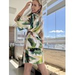 Vestido Lez a Lez Estampado Curto Em Decote V Verde 1310