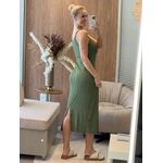Vestido Lez a Lez Midi Em Malha Canelada Verde Militar 0311 