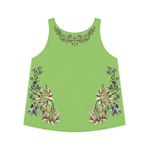 Regata Lez a Lez Estampada Em Tecido Leve Verde 0611 