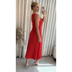Vestido Lez a Lez Midi Canelado Com Enfeites Metalizados Vermelho 3008