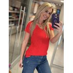 T Shirt Youbasic Manga Curta Com Gola V Nova Iorque Vermelho 