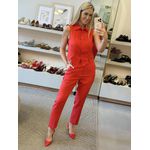 Camisa Lez a Lez Com Gola E Fendas Em Alfaiataria Vermelho 3010