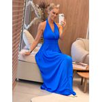Vestido Lez a Lez Longo Fluido Com Decote Azul 3008