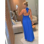 Vestido Lez a Lez Longo Fluido Com Decote Azul 3008