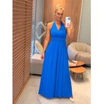 Vestido Lez a Lez Longo Fluido Com Decote Azul 3008