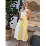 Vestido Regata Em Linho 100% Italiano Reto Com Corte no Busto Amarelo 1812