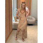 Vestido MS Slip Dress Com Alças Em Renda Caramelo 1411