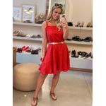 Vestido MS 100% Linho Italiano Com Alças Alice Vermelho 1411