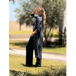 Chemise MS 100% Linho Italiano Azul Marinho Izadora 1511