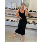 Vestido Lez a Lez Midi Em Malha Canelada Preto 0311 