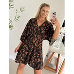 Vestido Lez a Lez Estampado Curto Em Decote V Preto 1310 