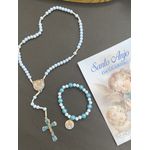 Terço Anjo da Guarda e Pulseira -Azul