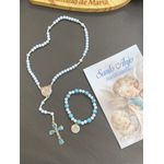 Terço Anjo da Guarda e Pulseira -Azul
