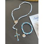 Terço Anjo da Guarda e Pulseira -Azul