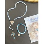 Terço Anjo da Guarda e Pulseira -Azul