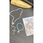 Terço Anjo da Guarda e Pulseira -Azul