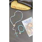 Terço Anjo da Guarda e Pulseira -Azul