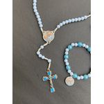 Terço Anjo da Guarda e Pulseira -Azul