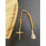 Terço compacto - Nossa Senhora com strass - Madeira 