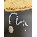 Terço Compacto - Medalha Milagrosa - Branco e prata