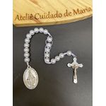 Terço Compacto - Medalha Milagrosa - Branco e prata
