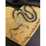 Terço Nossa Senhora - Metal cravejado e Cristais azul