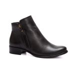 Bota Feminina Santo Charme em couro preto cano baixo R14003.
