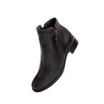 Bota Feminina Santo Charme em couro preto cano baixo R14003.
