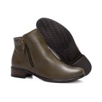 Bota Feminina Santo Charme em couro verde cano baixo solado borracha R14003.