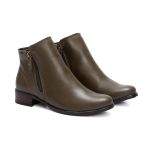 Bota Feminina Santo Charme em couro verde cano baixo solado borracha R14003.