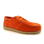 Sapato London Feminino couro tangerina, solado crepe látex e palmilha anatômica.